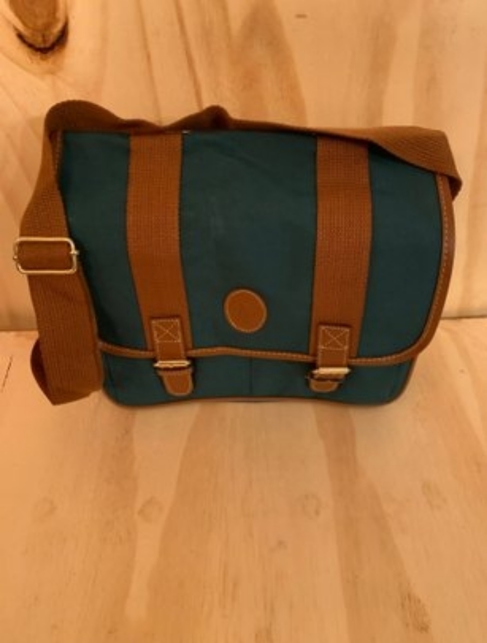 Ralph Lauren Canvas Messenger Bag with Brown Straps